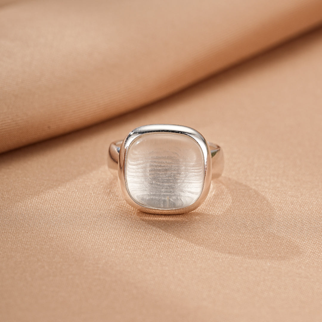 Bague Cristal de Roche – Aura Carrée, Argent