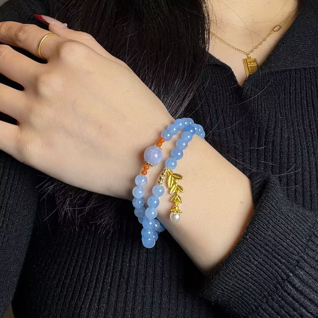 Bracelet Aigue Marine et Perle – Azur Moisson