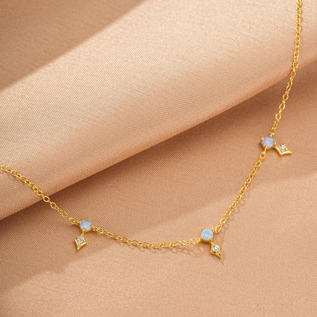 Bracelet Opale – Charme Étoilé, Argent Plaqué Or