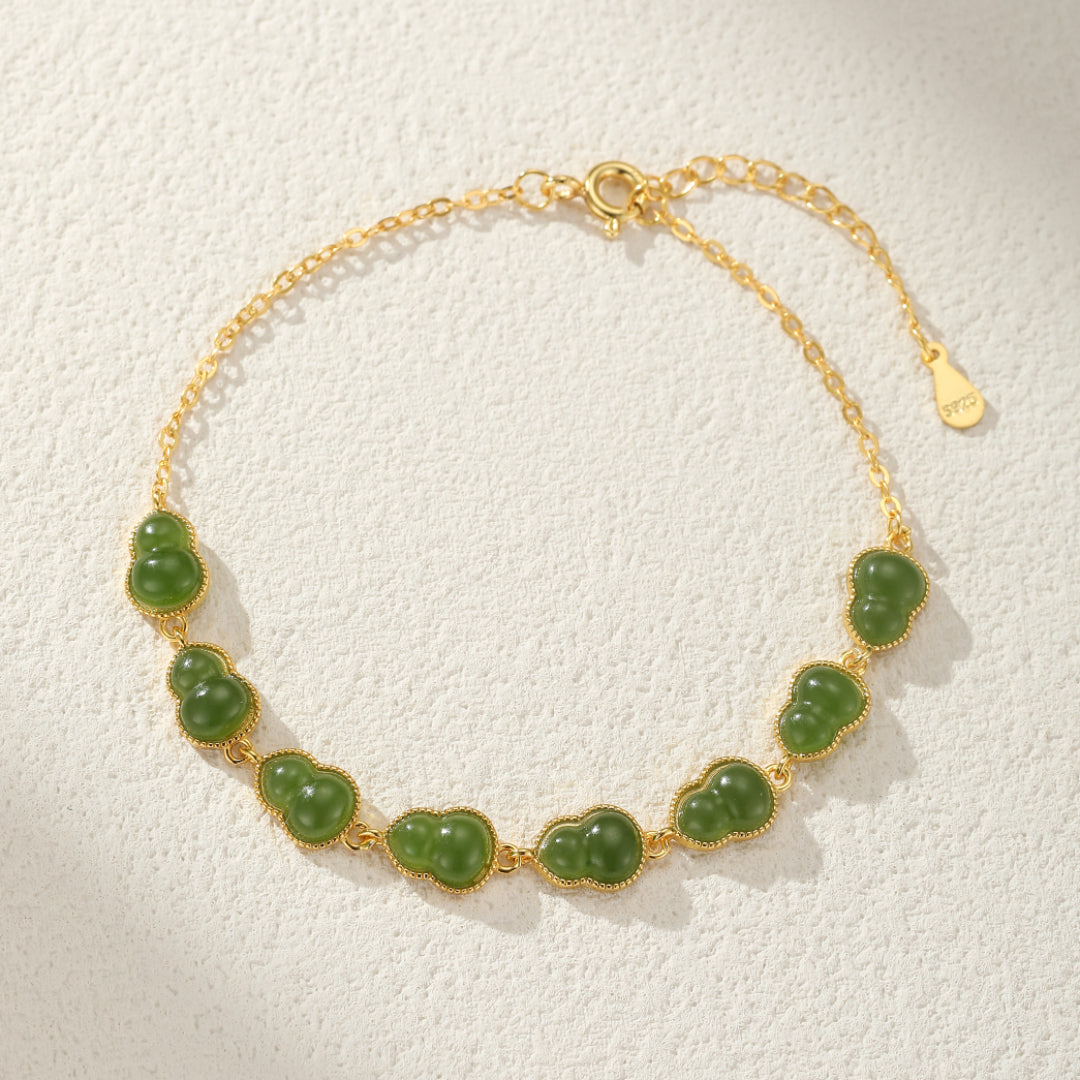 Bracelet Jade – Douceur Éternelle, Argent Plaqué Or