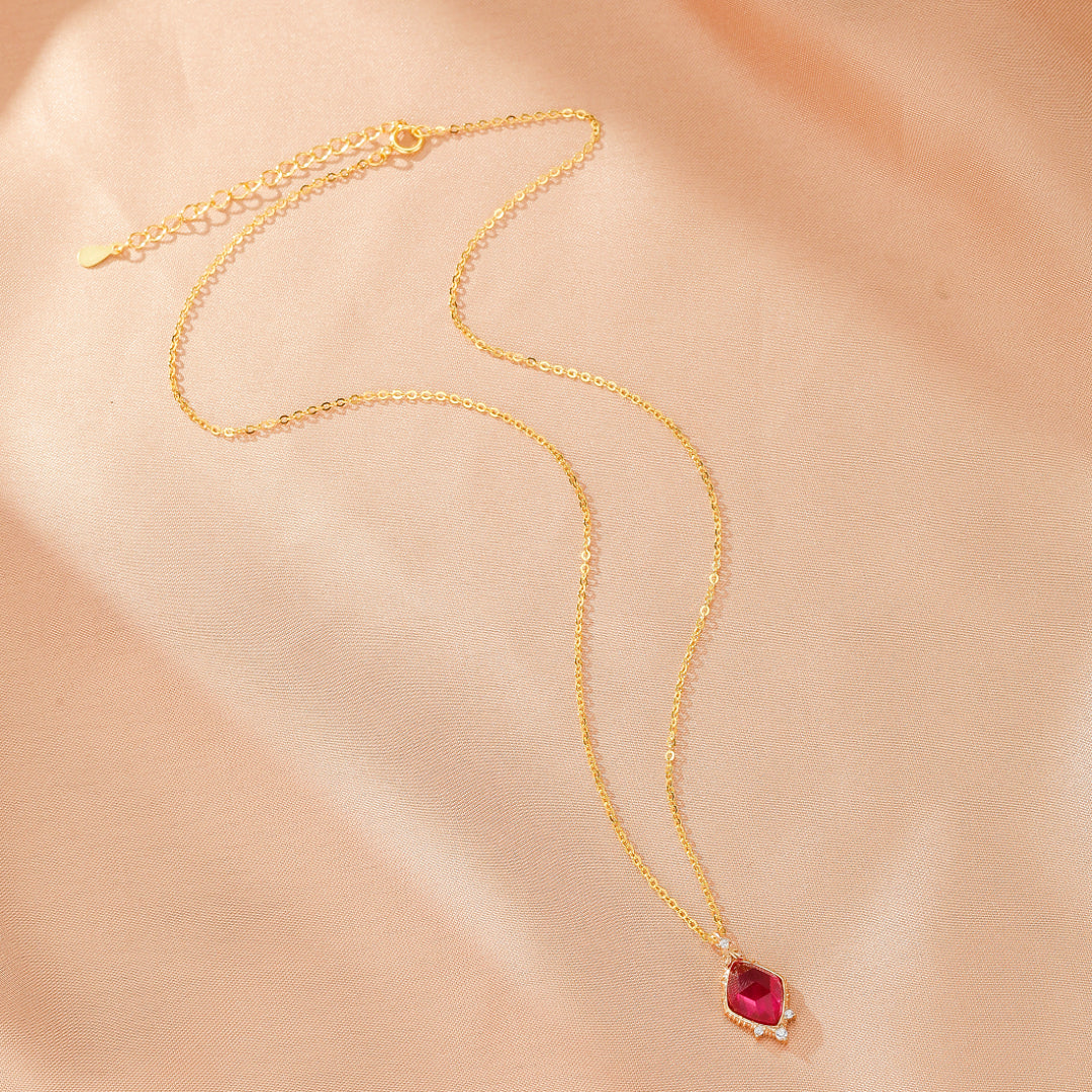 Collier Cornaline – Gloire Écarlate, Argent Plaqué Or