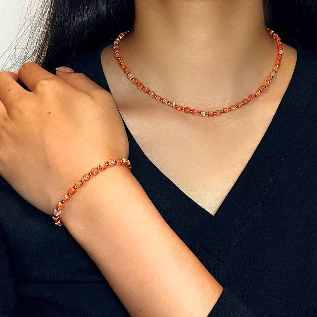 Collier/Bracelet Jaspe Rouge/Vert – Éclat Bohème