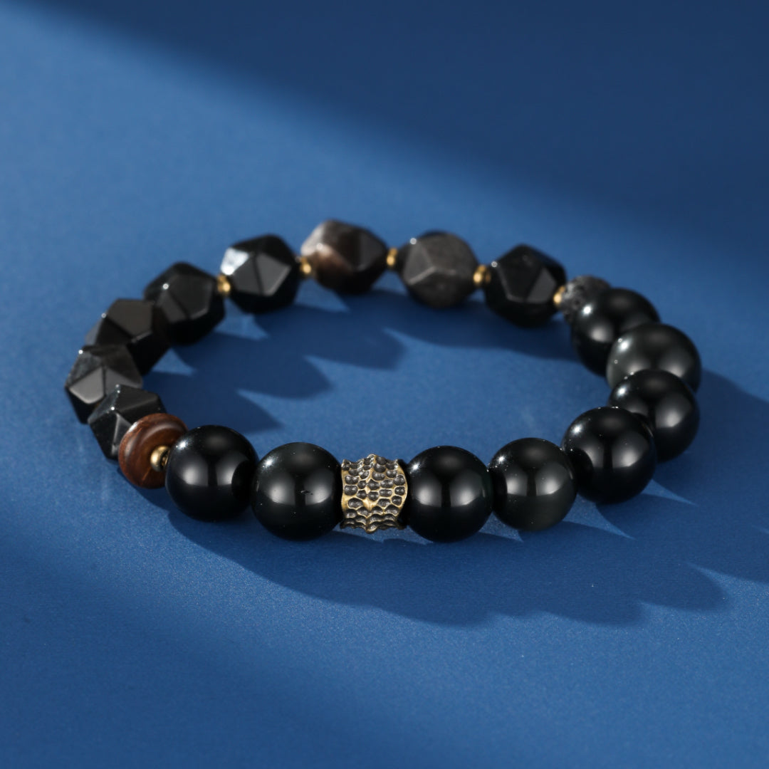 Bracelet Homme Obsidienne – Mystère Minéral