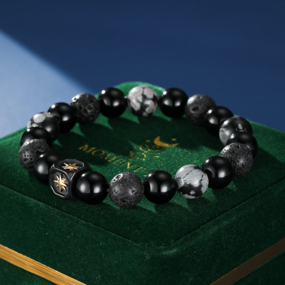 Bracelet Homme Obsidienne – Fragment Galactique