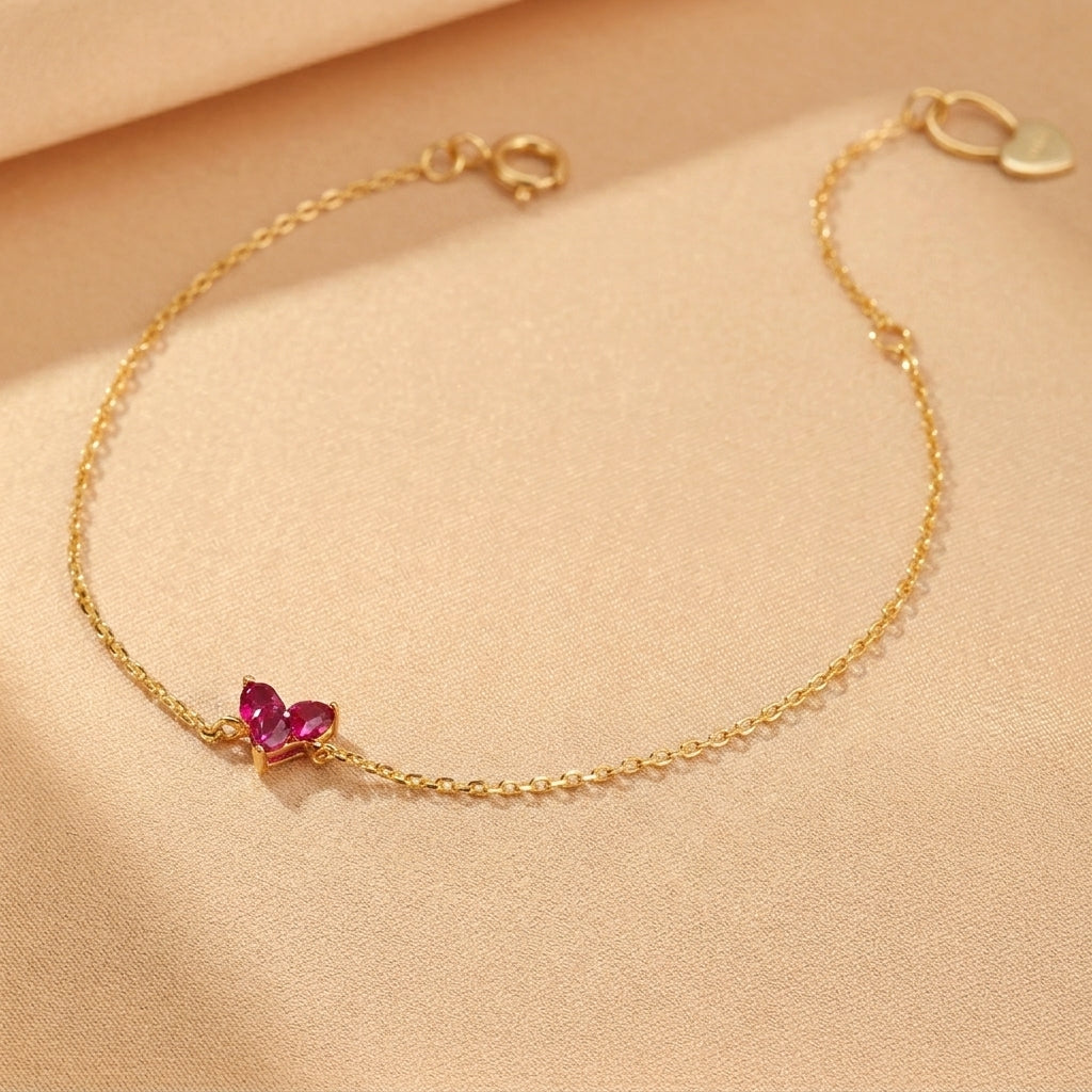Bracelet Cornaline – Papillon Éclatant, Argent Plaqué Or 18K