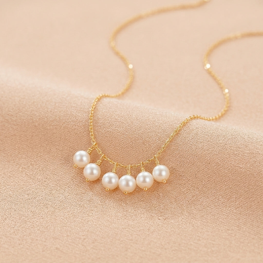 Collier Perle – Douceur Harmonieuse, Argent Plaqué Or 14K