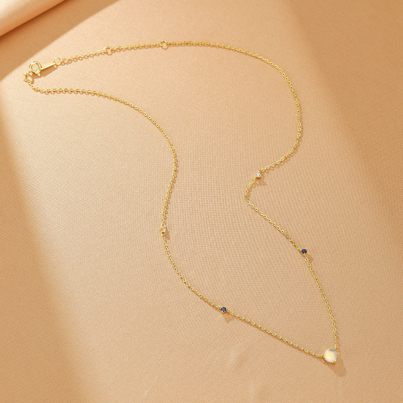 Collier Pierre de Lune – Gouttes Célestes, Argent Plaqué Or 18K