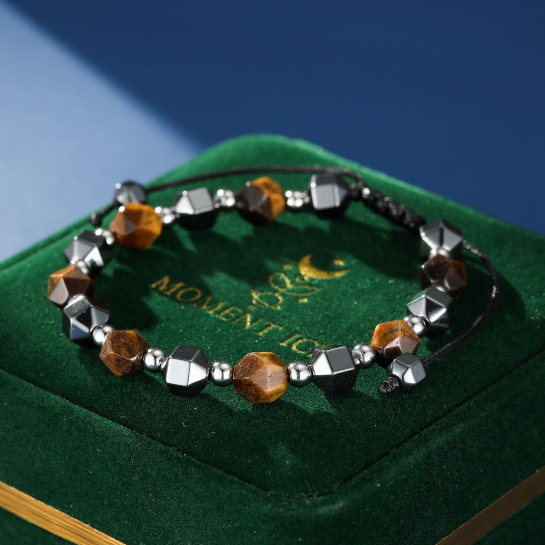 Bracelet Homme Hématite et Œil de Tigre – Sagesse Guerrière
