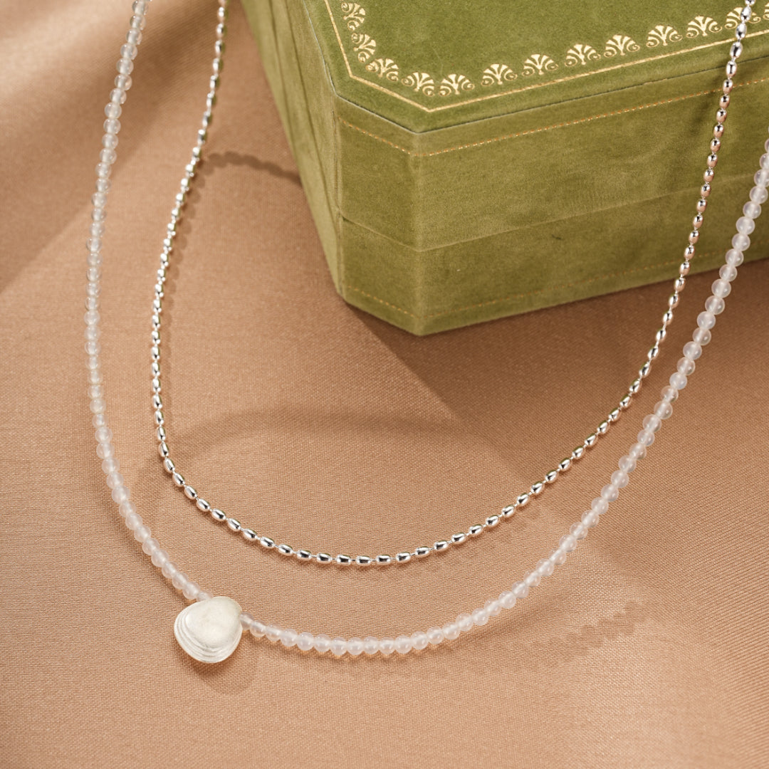 Collier Cristal de Roche – Goutte Discrète, Argent