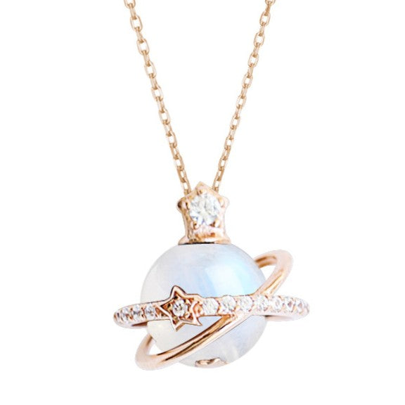 Collier Pierre de Lune – Orbite Céleste, Argent Plaqué Or