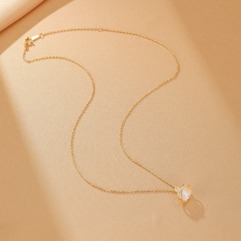 Collier Pierre de Lune – Orbite Céleste, Argent Plaqué Or
