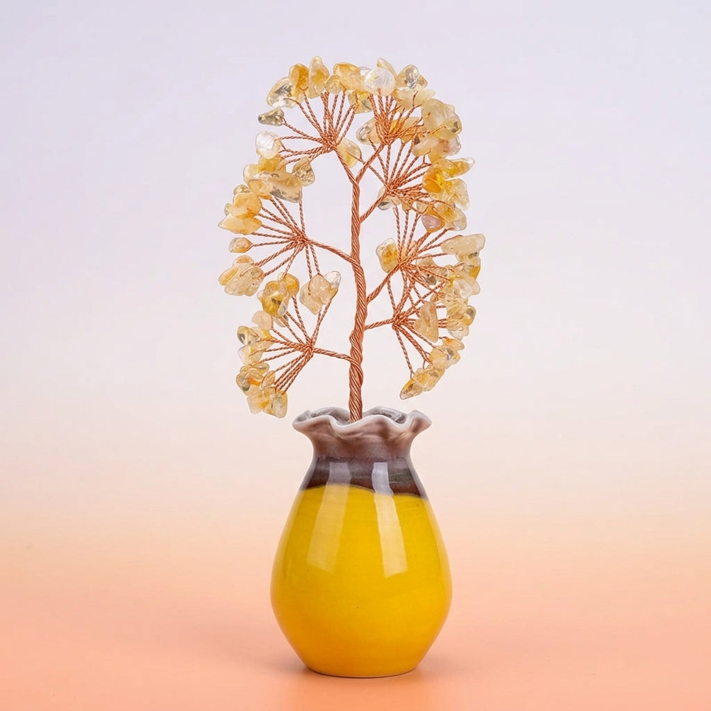 Arbre de Vie Quartz Rose, Péridot et Citrine – Racines de Paix