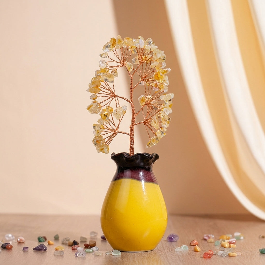 Arbre de Vie Quartz Rose, Péridot et Citrine – Racines de Paix
