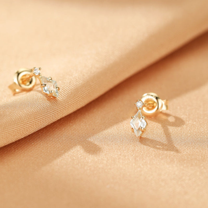 Boucles d'Oreilles Topaze – Clarté Céleste, Argent Plaqué Or 14K