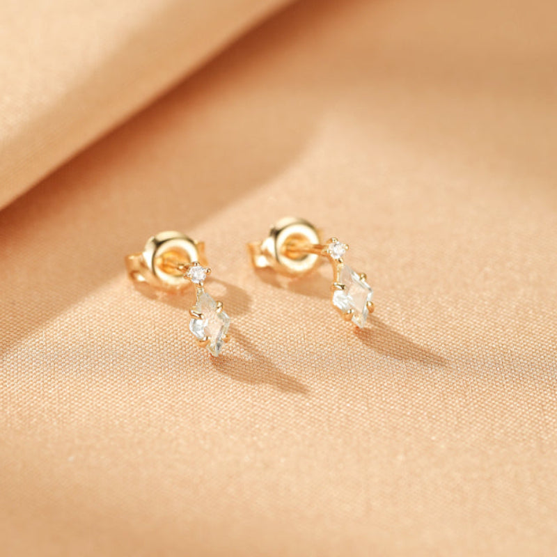 Boucles d'Oreilles Topaze – Clarté Céleste, Argent Plaqué Or 14K
