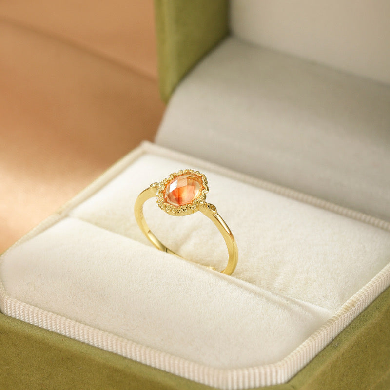 Bague Citrine – Beauté Solaire, Argent Plaqué Or