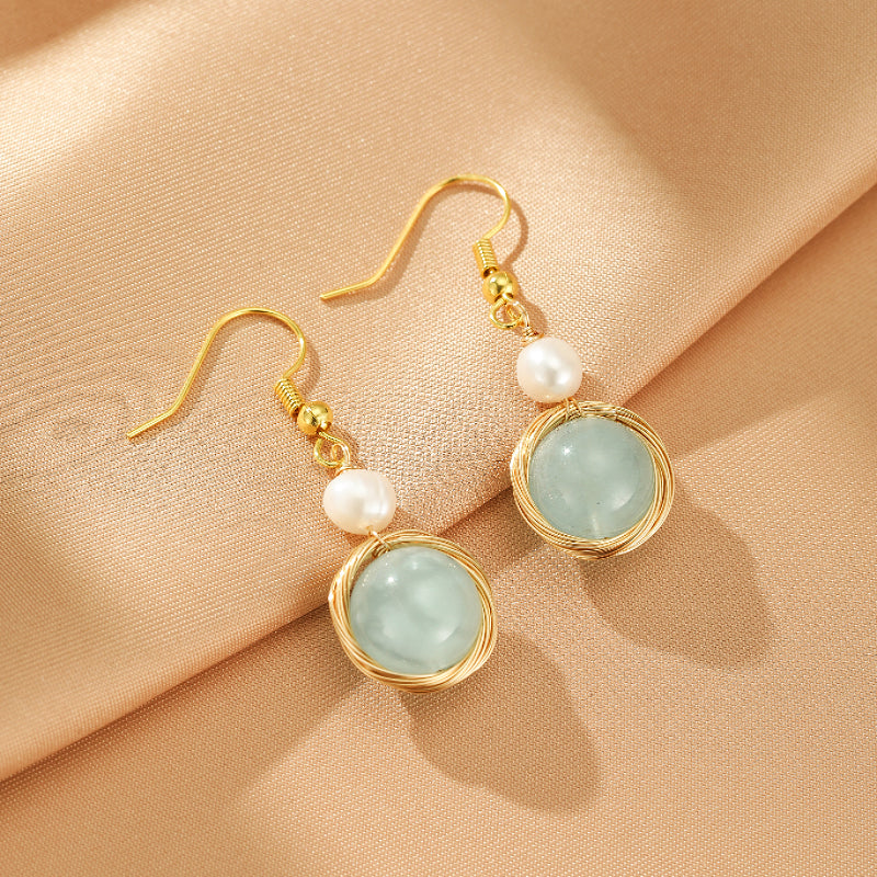 Boucles d'oreilles Aigue-marine et Perle – Pure Harmonie