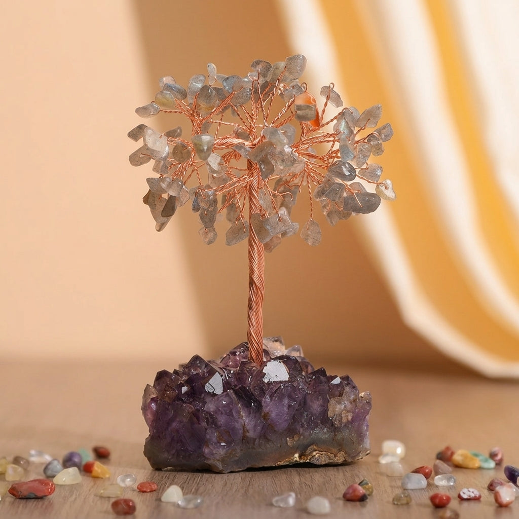 Arbre de Vie Améthyste et Quartz Rose – Essence Cristalline