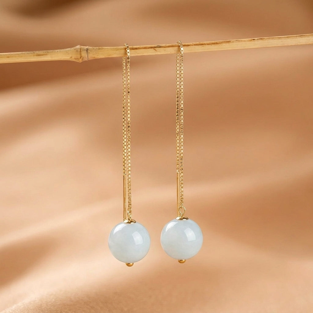 Boucles d'Oreilles Jadéite – Délicat Prestige, Argent Plaqué Or