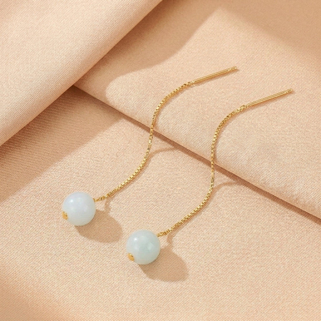 Boucles d'Oreilles Jadéite – Délicat Prestige, Argent Plaqué Or