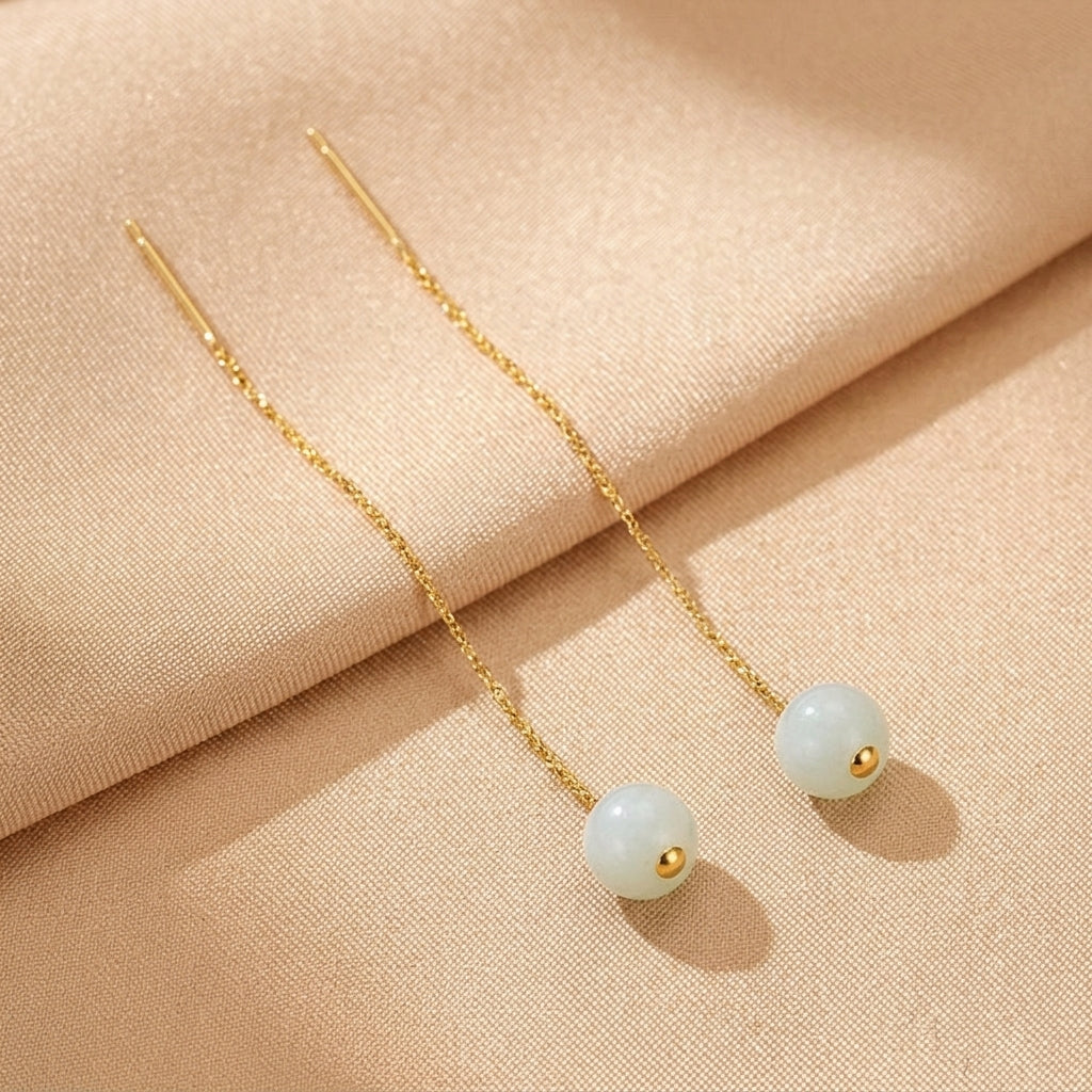 Boucles d'Oreilles Jadéite – Délicat Prestige, Argent Plaqué Or