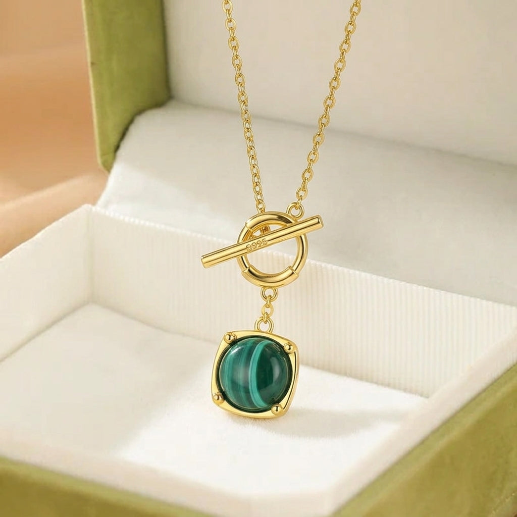 Collier Malachite – Reine Sylvestre, Argent Plaqué Or