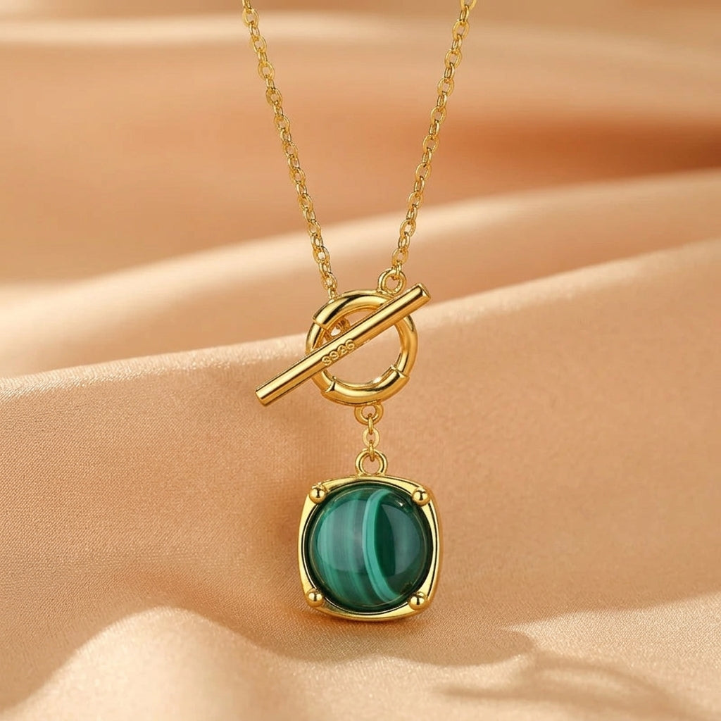 Collier Malachite – Reine Sylvestre, Argent Plaqué Or
