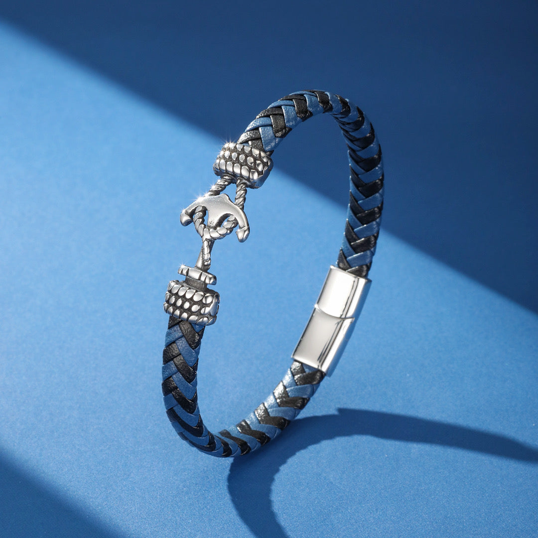 Men's Leather Anchor Bracelet – Horizon Libre