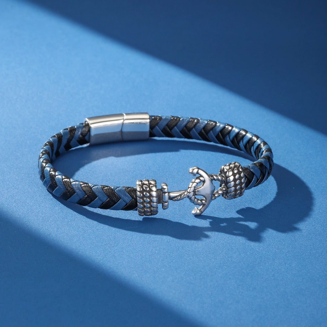 Men's Leather Anchor Bracelet – Horizon Libre