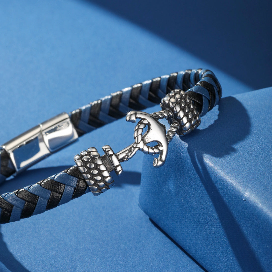 Men's Leather Anchor Bracelet – Horizon Libre