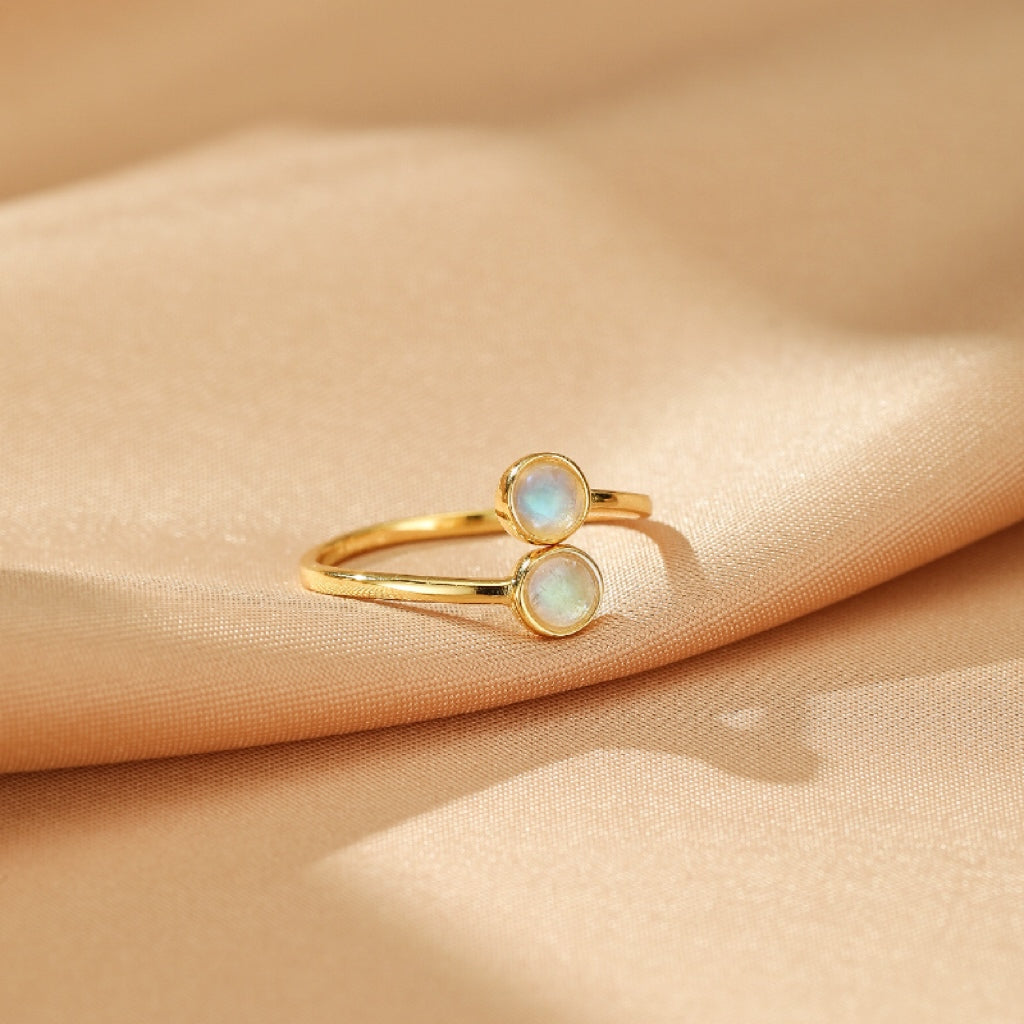 Moonstone Ring – Lunar Embrace, Gold Plated Silver