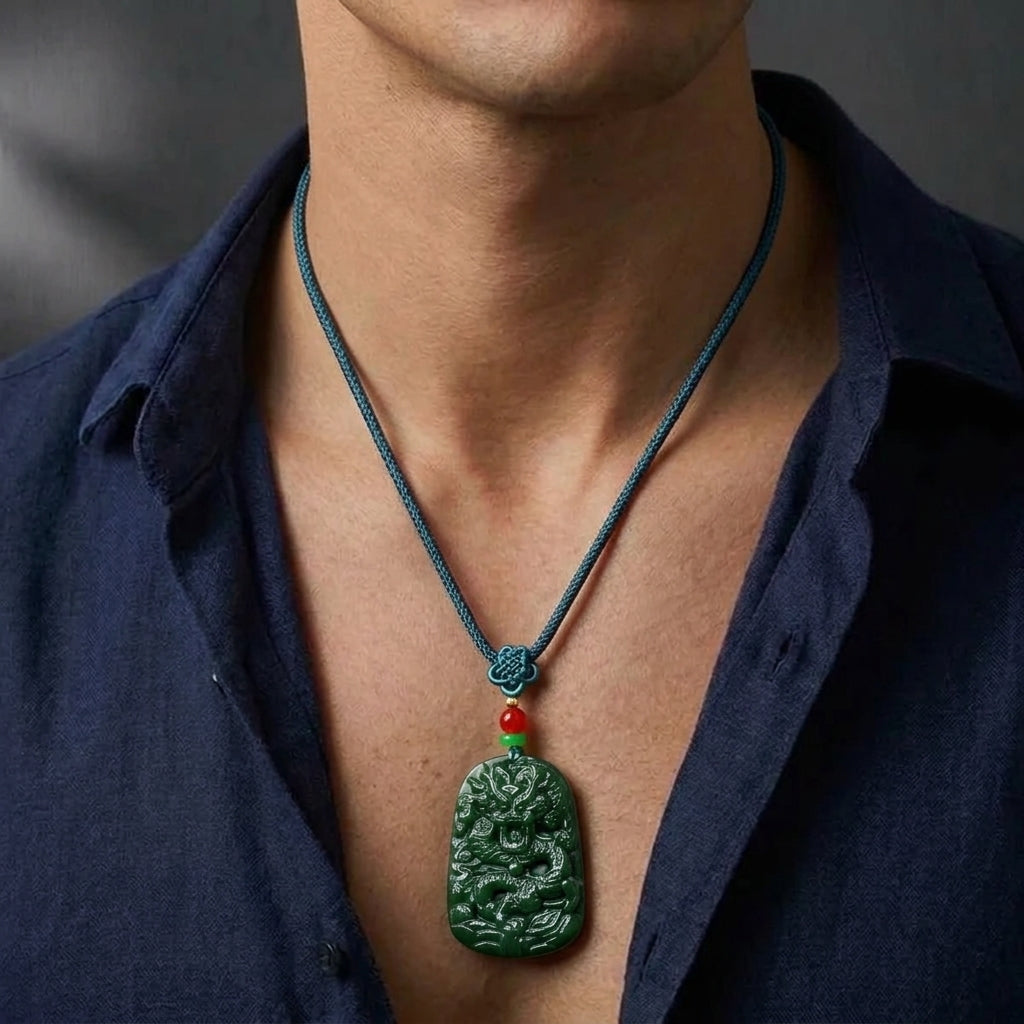 Collier Homme Jade Néphrite – Puissance Silencieuse