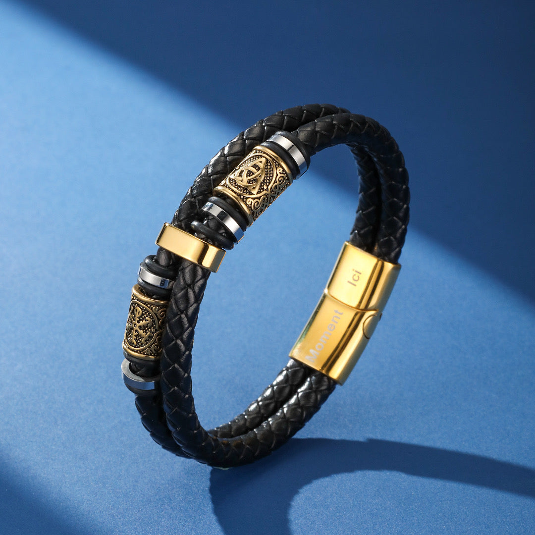 Men's Viking Leather Bracelet – Nordic Infinity Knots