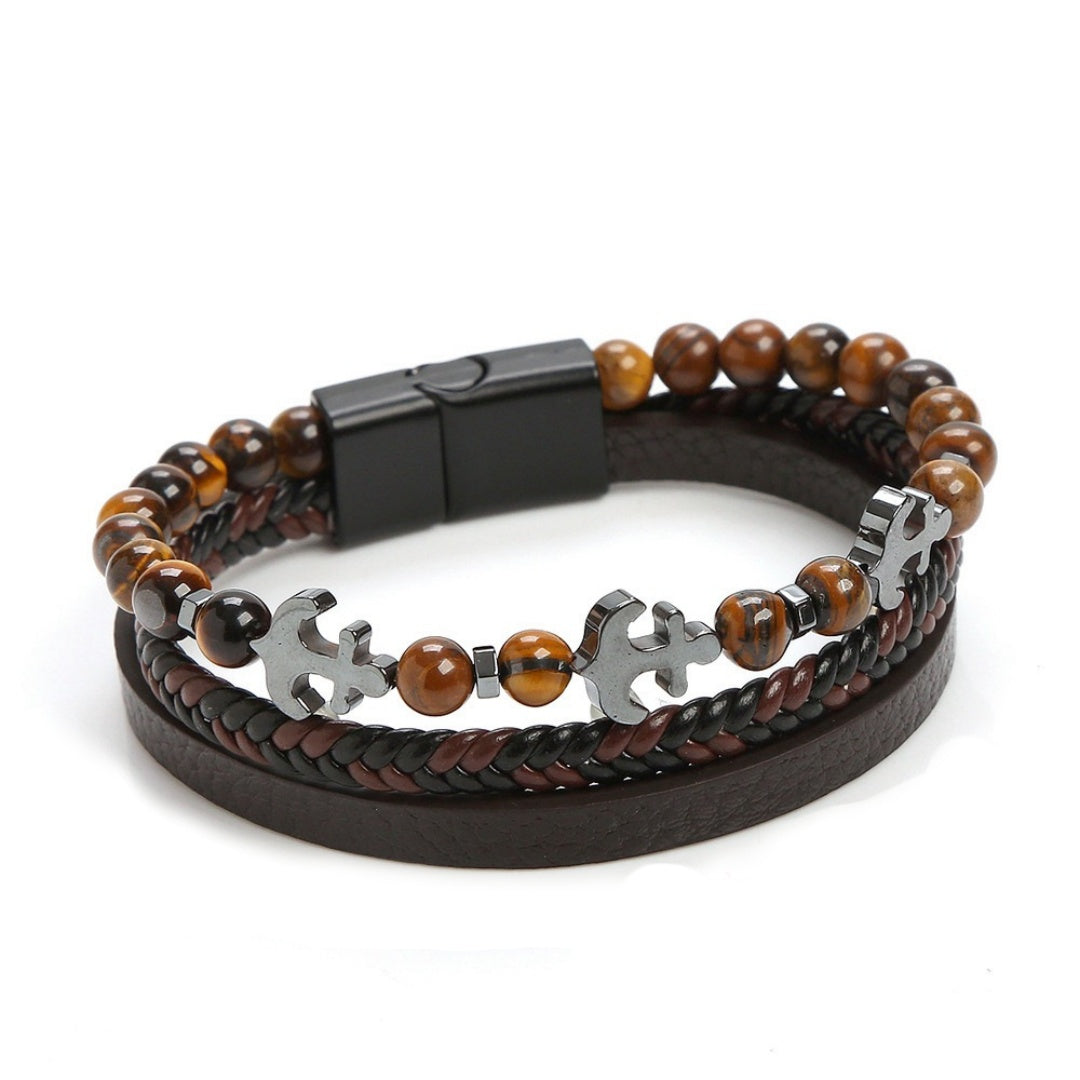 Bracelet Homme Cuir Ancre - Ancre de Lumière