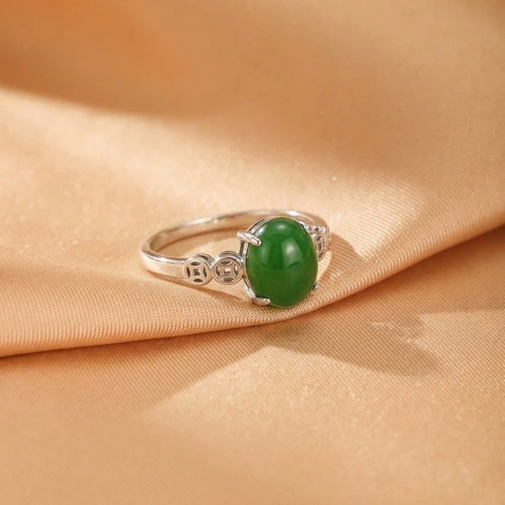 Bague Jade – Trésor de Chance, Argent