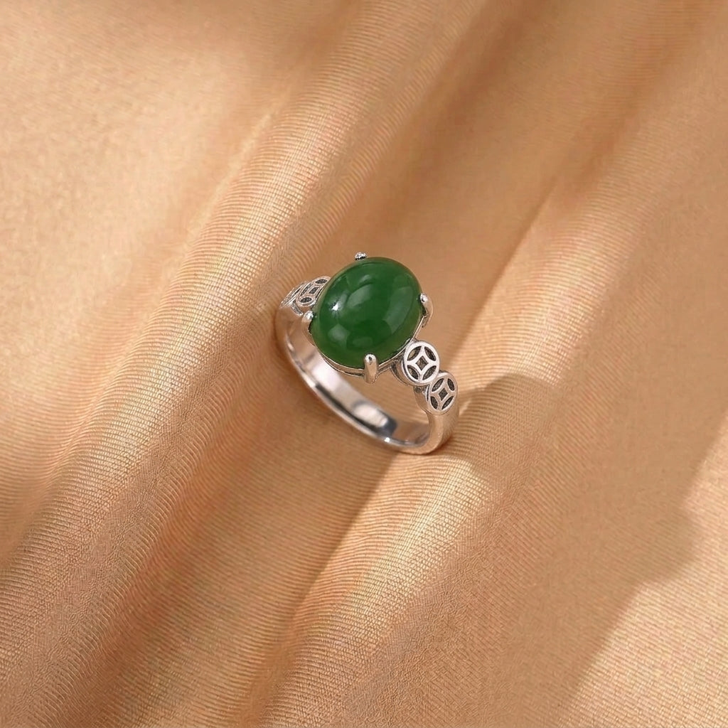 Bague Jade – Trésor de Chance, Argent