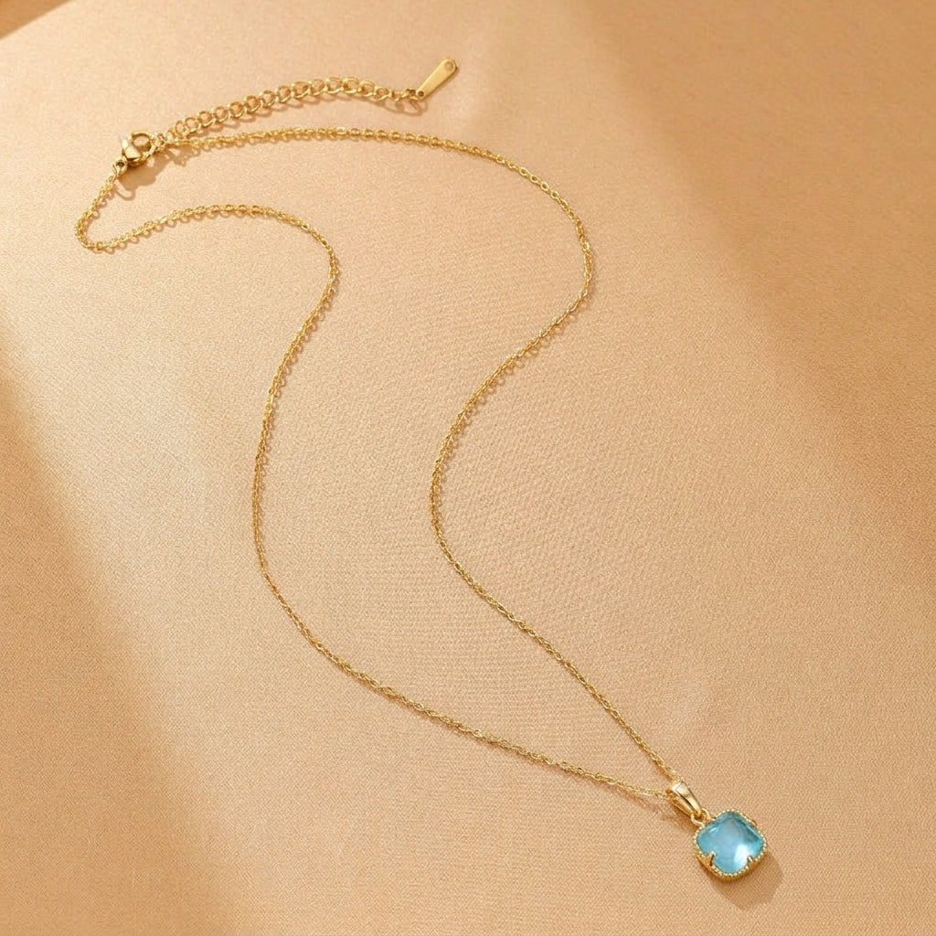 Collier Turquoise – Étreinte du Ciel, Argent Plaqué Or
