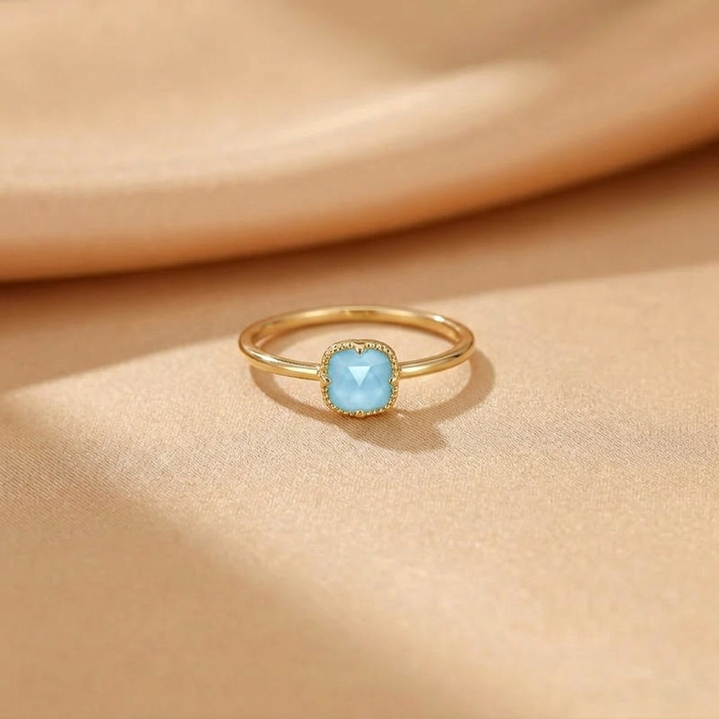 Bague Turquoise – Étreinte du Ciel, Argent Plaqué Or