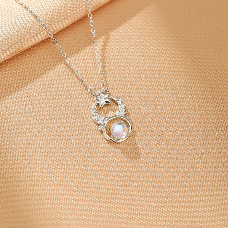 Collier Pierre de Lune – Rêve Sidéral, Argent
