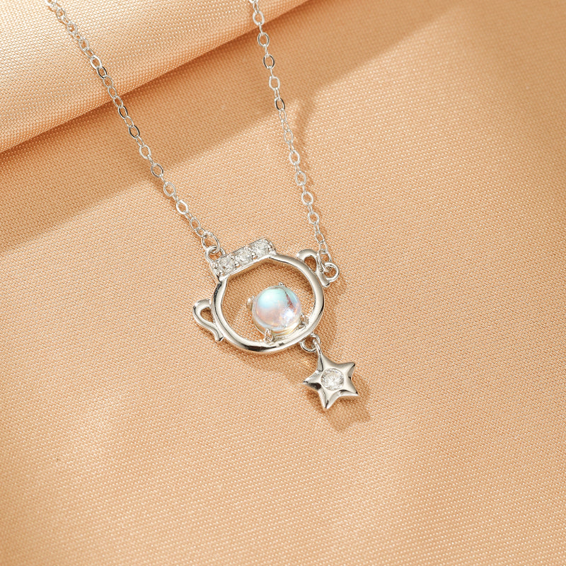 Collier Pierre de Lune – Rêve Sidéral, Argent