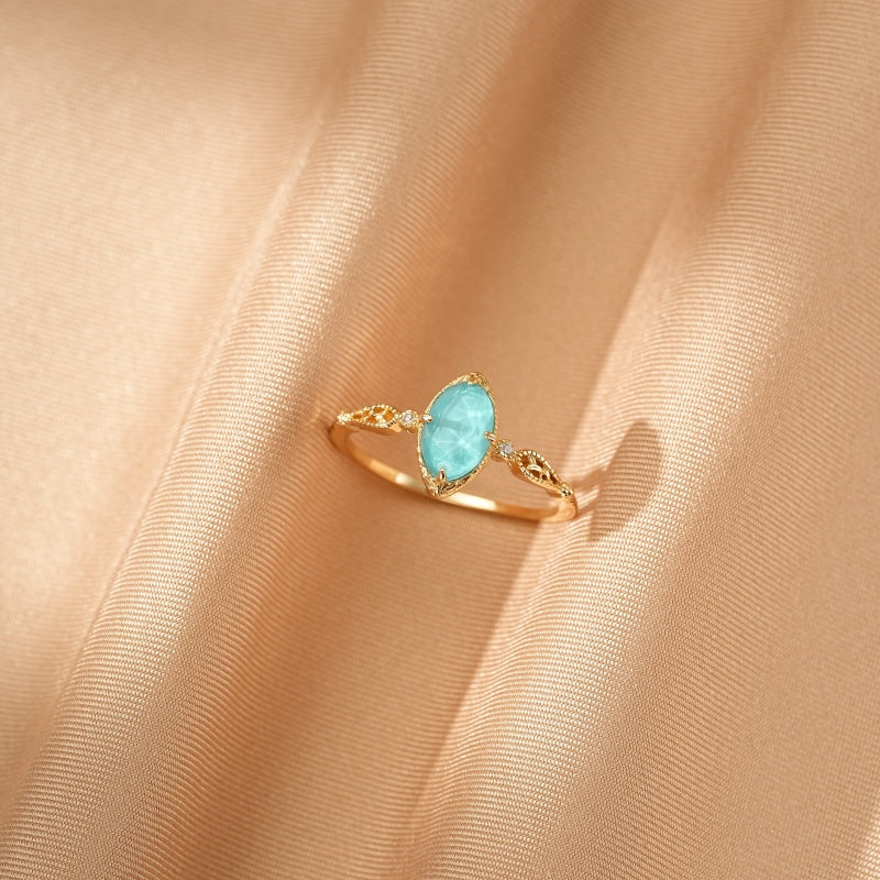 Bague Turquoise – Aura Bohème, Argent Plaqué Or