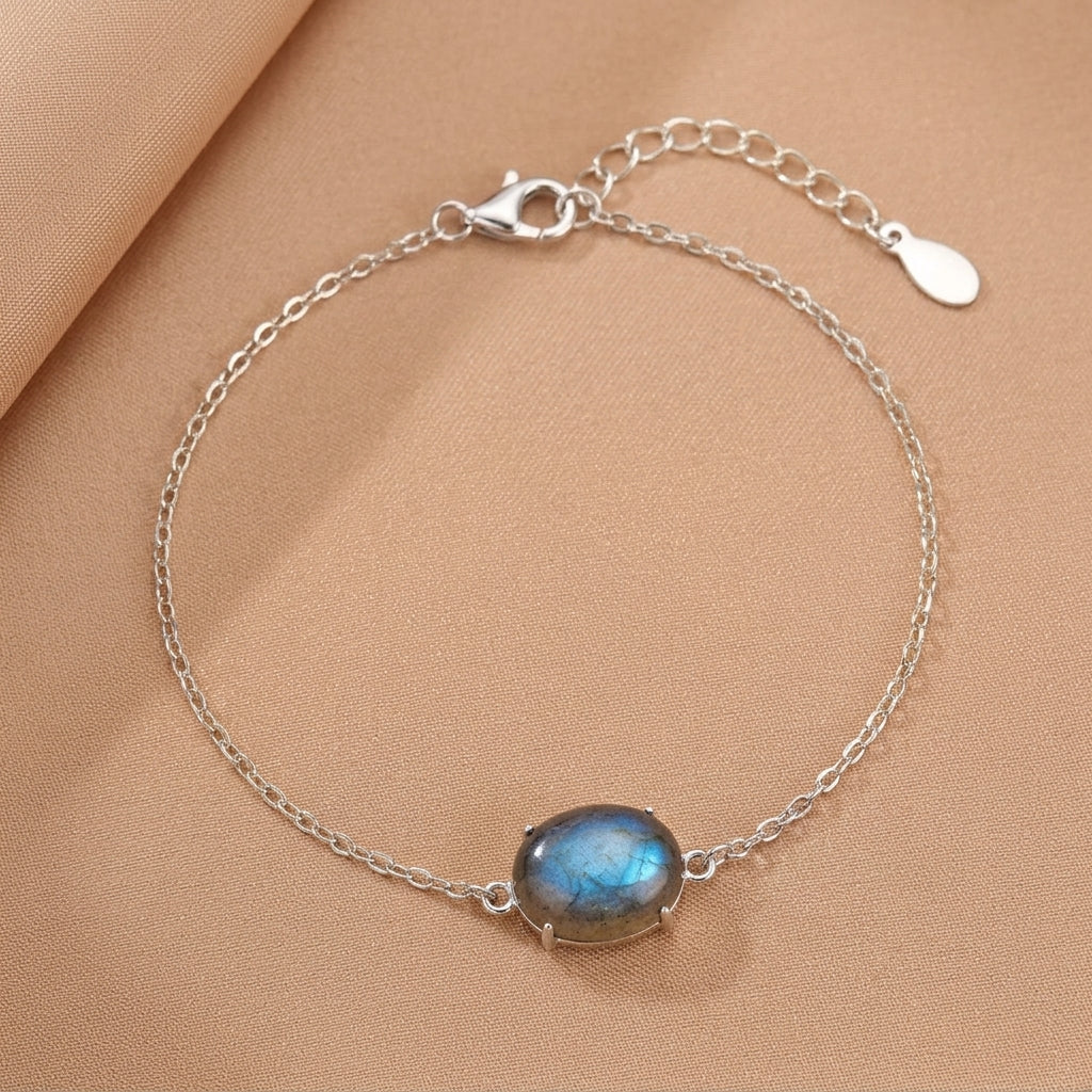Bracelet Labradorite – Bonheur Magique, Argent