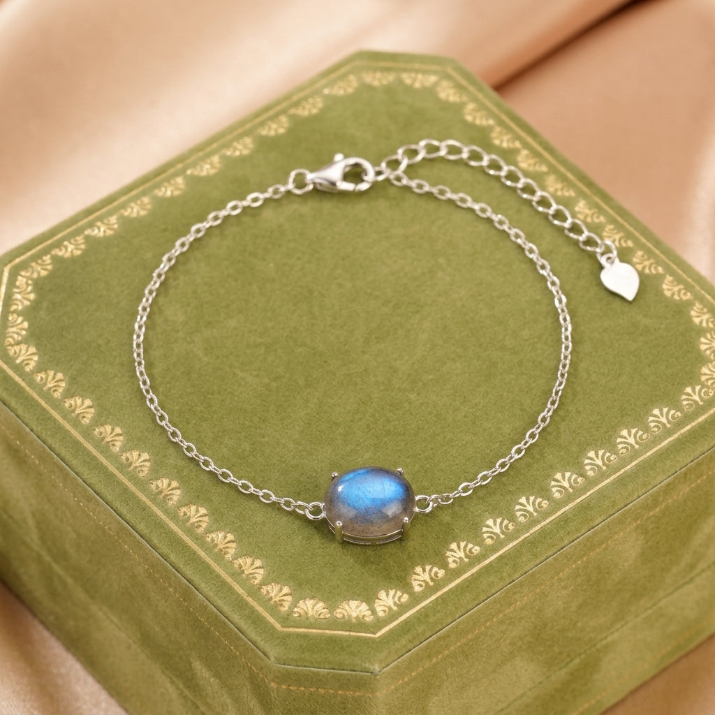 Bracelet Labradorite – Bonheur Magique, Argent