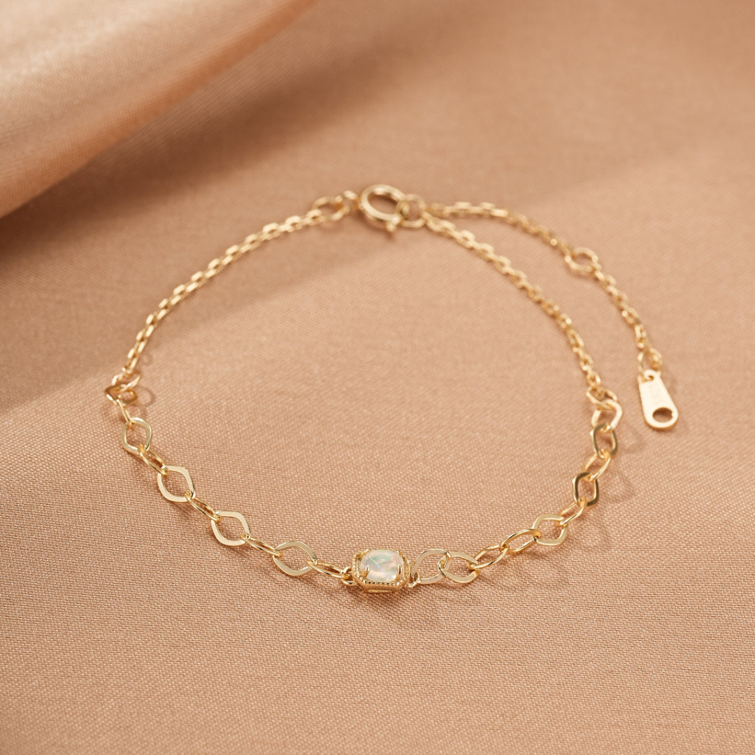 Bracelet Opale – Lien Précieux, Argent Plaqué Or
