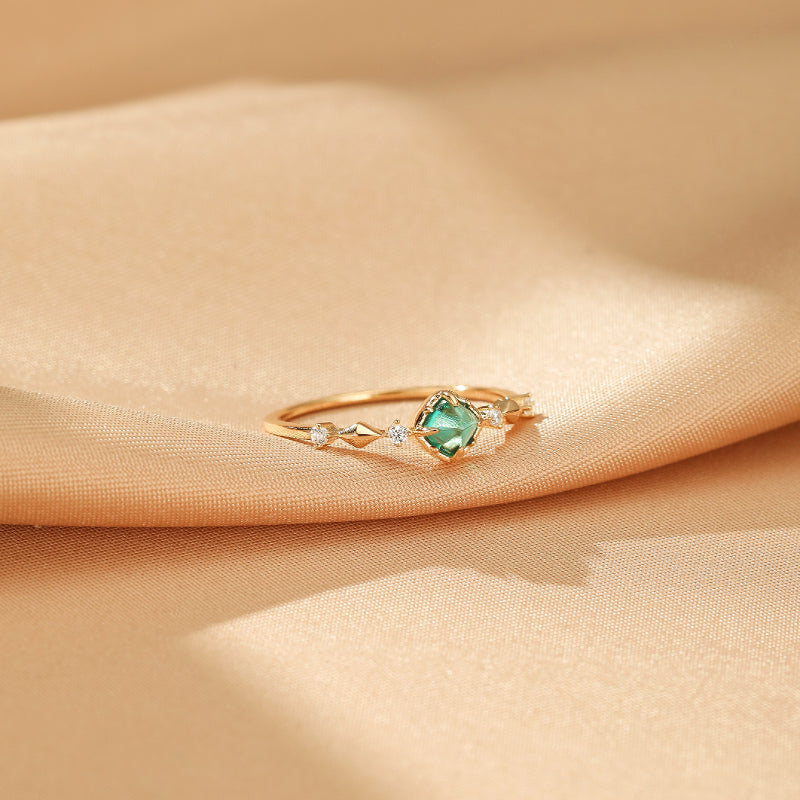 Bague Émeraude – Éclat Précieux, Argent Plaqué Or 14K