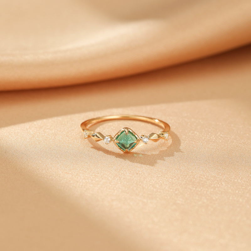 Bague Émeraude – Éclat Précieux, Argent Plaqué Or 14K