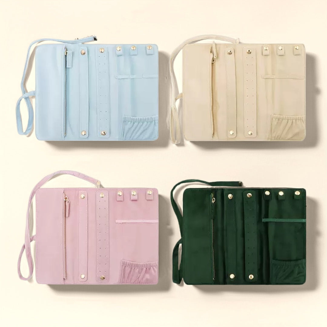 Pochette à Bijoux en Velours – Étui de Voyage