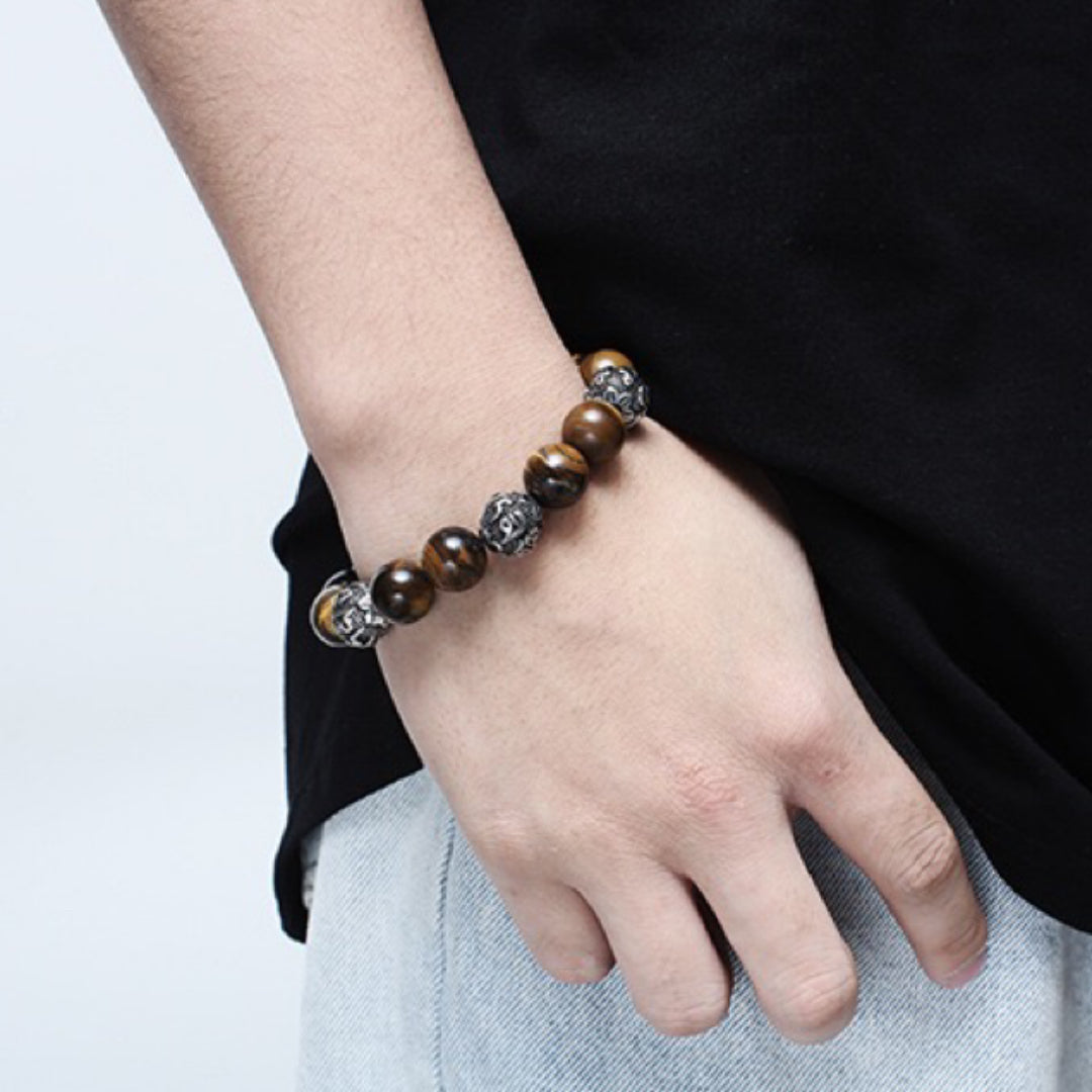 Bracelet Homme Œil de Tigre – Mantras Sacrés