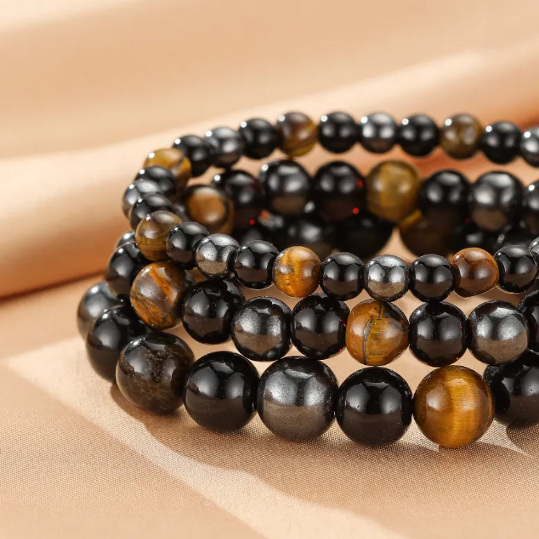 Bracelet Œil de Tigre et Hématite – Force Intérieure