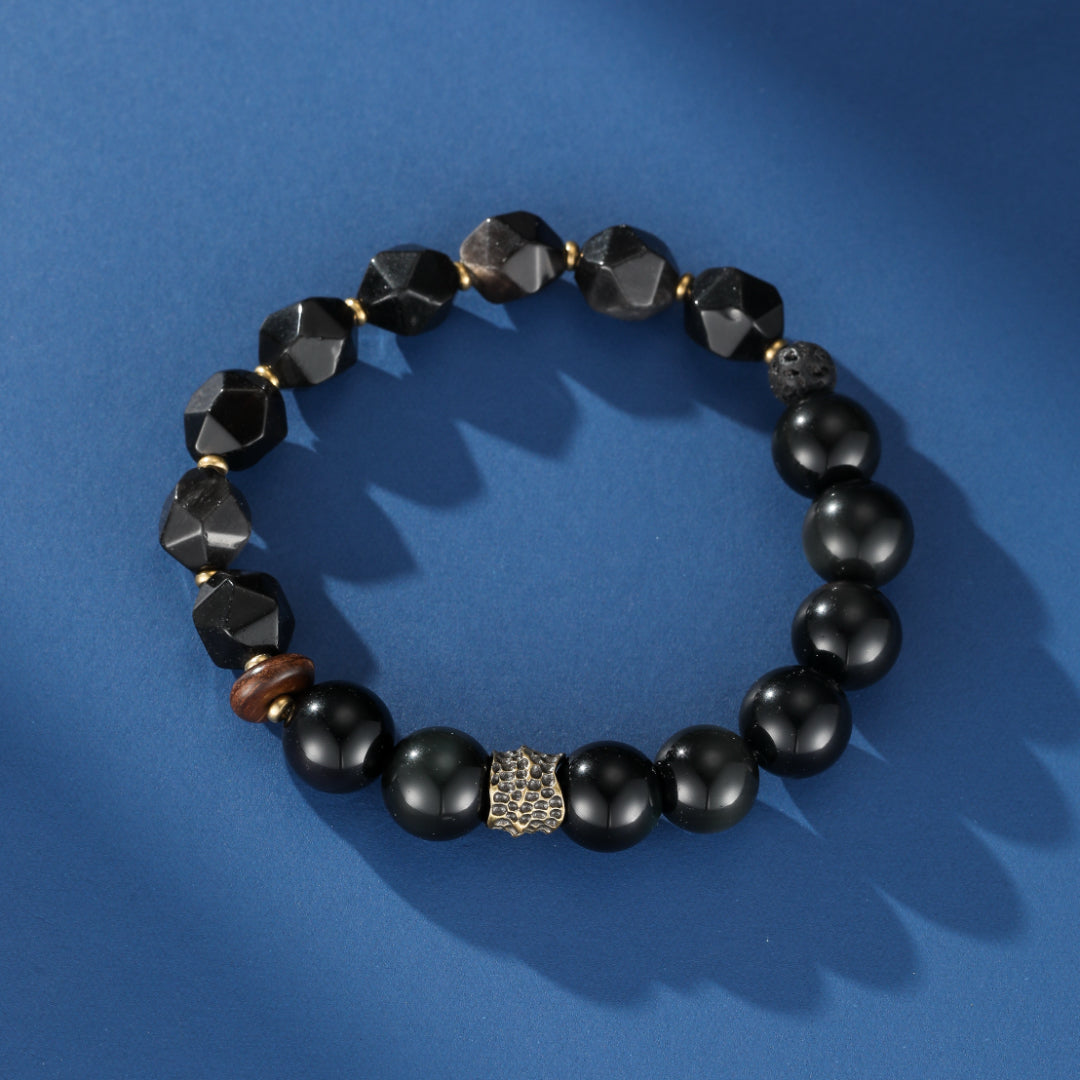 Bracelet Homme Obsidienne – Mystère Minéral
